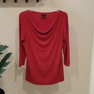 Eva Varro Scoop Neck Deep Red Top